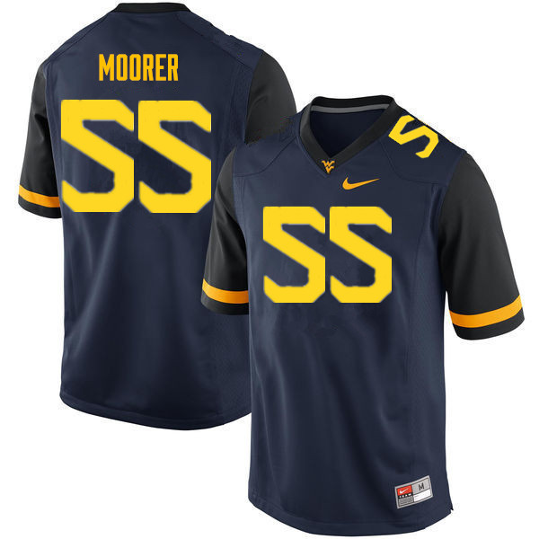 NCAA Men's Parker Moorer West Virginia Mountaineers Navy #55 Nike Stitched Football College Authentic Jersey EU23O38JD